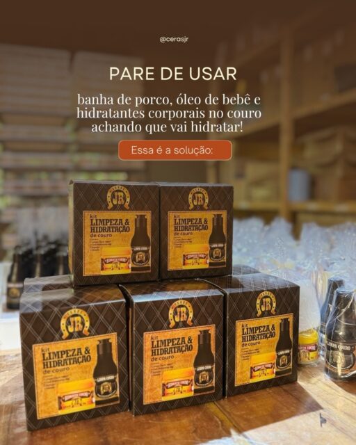 Pare de estragar seu couro com “gambiarra”!O couro pede um cuidado específico: nutrição, proteção e impermeabilização de verdade.
Conheça as CERAS JR, desenvolvidas especialmente para hidratar, nutrir e proteger seu couro como ele merece.Cuide certo. Cuide com CERAS JR.